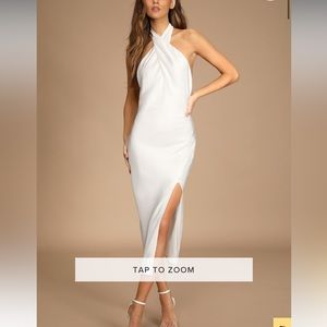 Lulus Classy White Satin Halter Dress